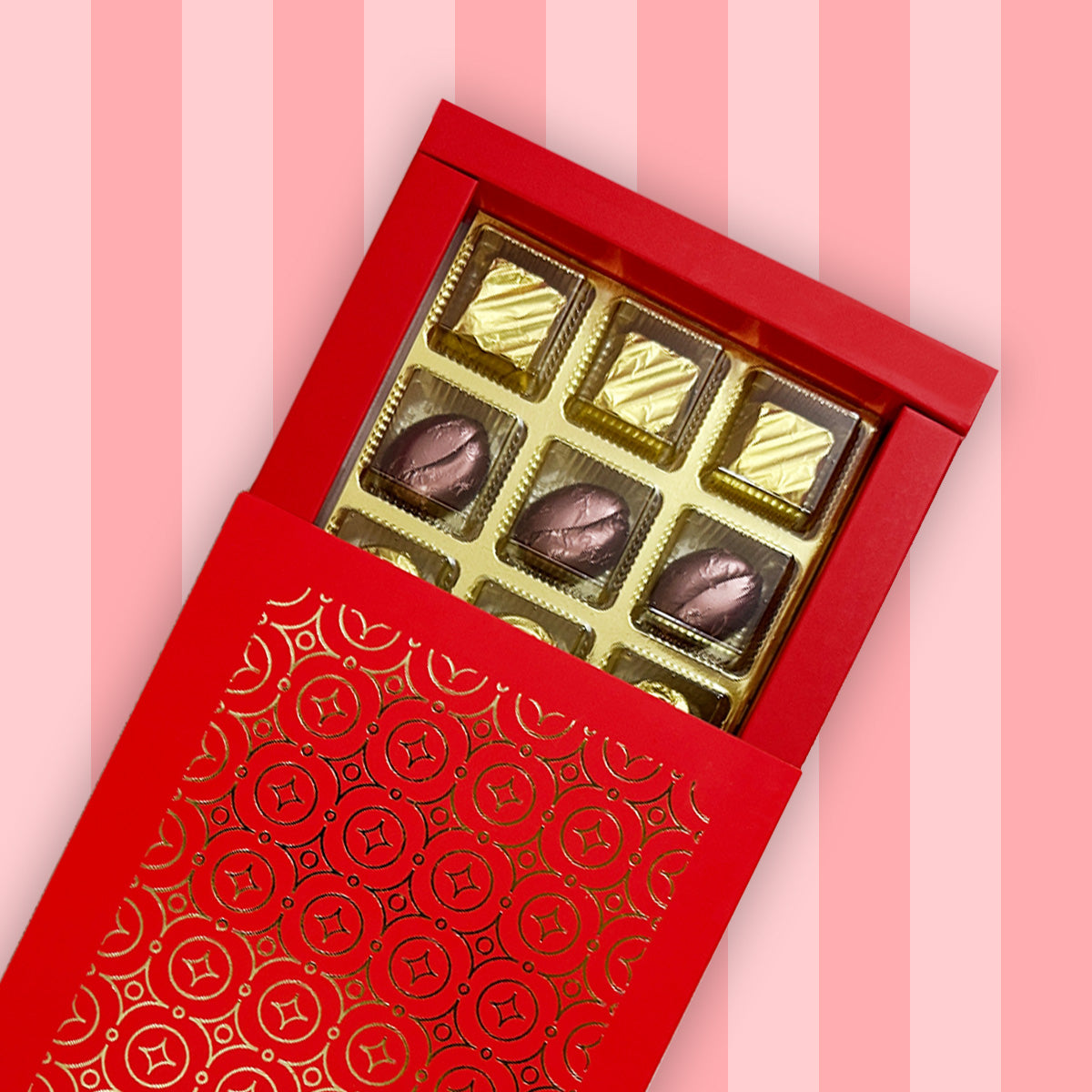 Red Gold Motif Chocolate Box - 18 Pcs