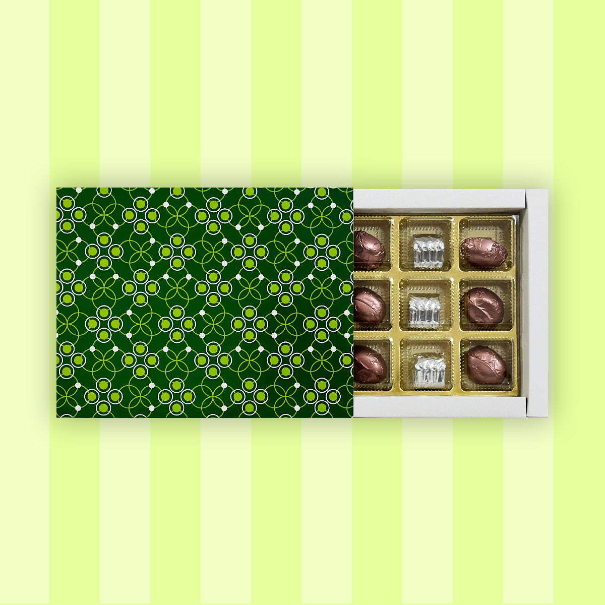 Green Printed Chocolate Box - 12 Pcs